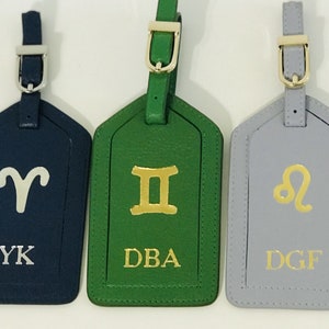 Monogrammed Luggage Tags, Custom Zodiac Sign Luggage Tags,Travel Accessories,Best Gifts for Her, Birth Flower Suitcase Tag,Zodiac sign gifts