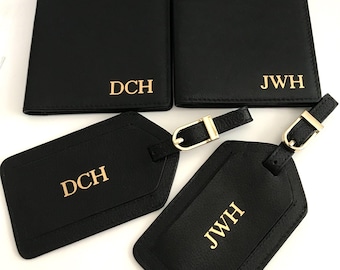 RFID Monogrammed Leather Passport Holders, Luggage Tags, Personalized Gift for Holidays and Special Occasions