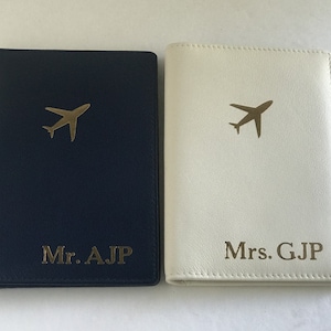 Cartera para pasaporte y etiqueta para equipaje con monograma, funda para pasaporte personalizada, billetera para pasaporte con RFID, regalos para parejas, regalo de San Valentín, regalo de viaje