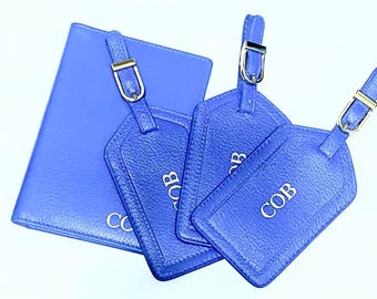 Monogrammed RFID Passport Holder and Luggage Tag, Corporate Gifts, Personalized Passport Wallet, Unique Gifts for Him, Valentines Day Gift