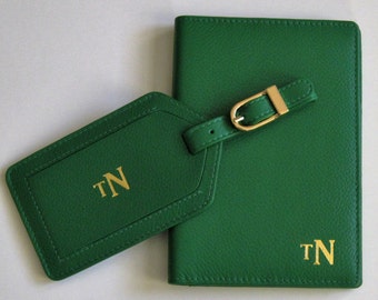 Personalized RDID Passport Wallet and Luggage Tag, Monogrammed Passport Cover, Travel Accessories, Graduation gift, Wedding Gift, Travel Git