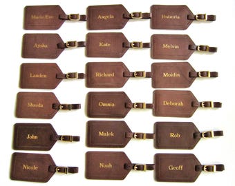 Monogrammed Leather Luggage Tag, RFID Luggage Tags, Personalized Christmas Gift, Custom Logo