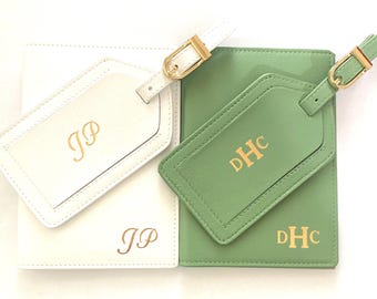 Monogrammed Leather RFID Passport Holder, Luggage Tag Set, Bridesmaids Gift, Travel Accessories