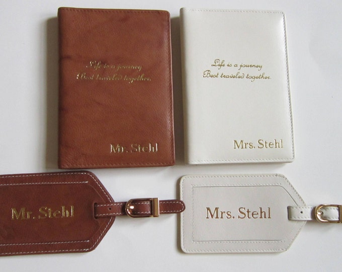 Featured listing image: Monogrammed RFID Personalized Passport Holder, Wedding Passport Covers Monogrammed,Couples Gift,Passport Holder and Luggage Tags,Travel Gift