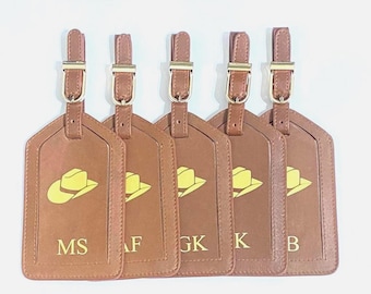 Monogrammed Leather Luggage Tag, RFID Luggage Tags, Personalized Gift, Custom Logo Tag