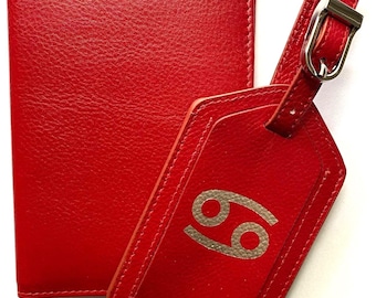 Monogrammed Leather Passport Cover: Birth Flower & Zodiac Design Gift, RFID Blocking Items