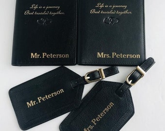 Monogrammed RFID Passport Wallet, Personalized Passport Holder and Luggage Tags, Anniversary Gift, RFID Travel Wallet, Travel Wallet
