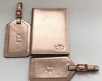 Personalized Passport Covers, Monogram Passport Holder and Luggage Tag, Gifts for Her, RFID Leather Travel Document Wallet, Corporate Gifts