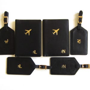 Personalized Leather Passport Holder & Luggage Tag SET: RFID Travel Gift, Monogrammed Destination Wedding Gifts immagine 2