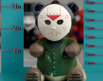 Jason Voorhees Teddybär Figur - 3D gedrucktes Horror-Sammlerstück (ca. 7 cm)