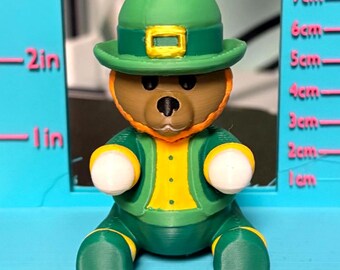 St. Patrick's Day Teddybär-Figur - 3D gedrucktes Feiertags-Sammlerstück (ca. 3 Zoll)
