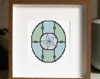 Mimi's Sand Dollar - Coastal Grandma Stained Glass Inspired Cross Stitch Pattern
