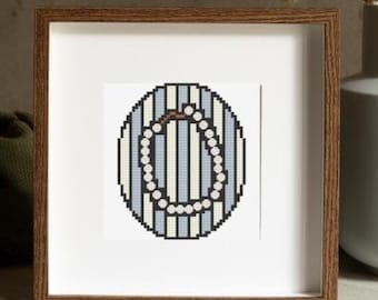 Nana's Pearls - Coastal Grandma Stained Glass Inspired Cross Stitch Pattern