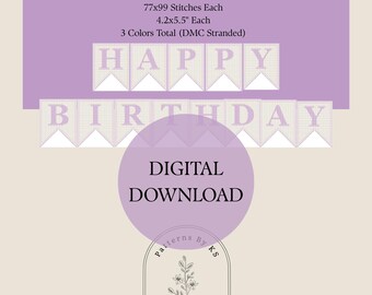 May include: A digital download graphic with the text "Happy Birthday Collection". The design includes a banner that spells out "Happy Birthday" in a light purple color. The image also includes the text "Digital Download".