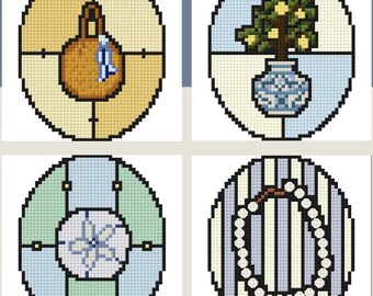 The Complete Coastal Grandma Stained Glass Series - 4 Cross Stitch Patterns Included