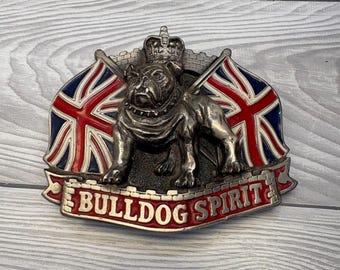 Vintage 1991 Bulldog Spirit tinnen gesp Union Jack Brits DD-101