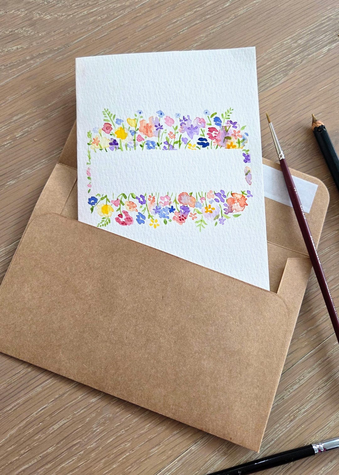 Customizable Hand-painted Watercolor Floral Greeting Card - Etsy