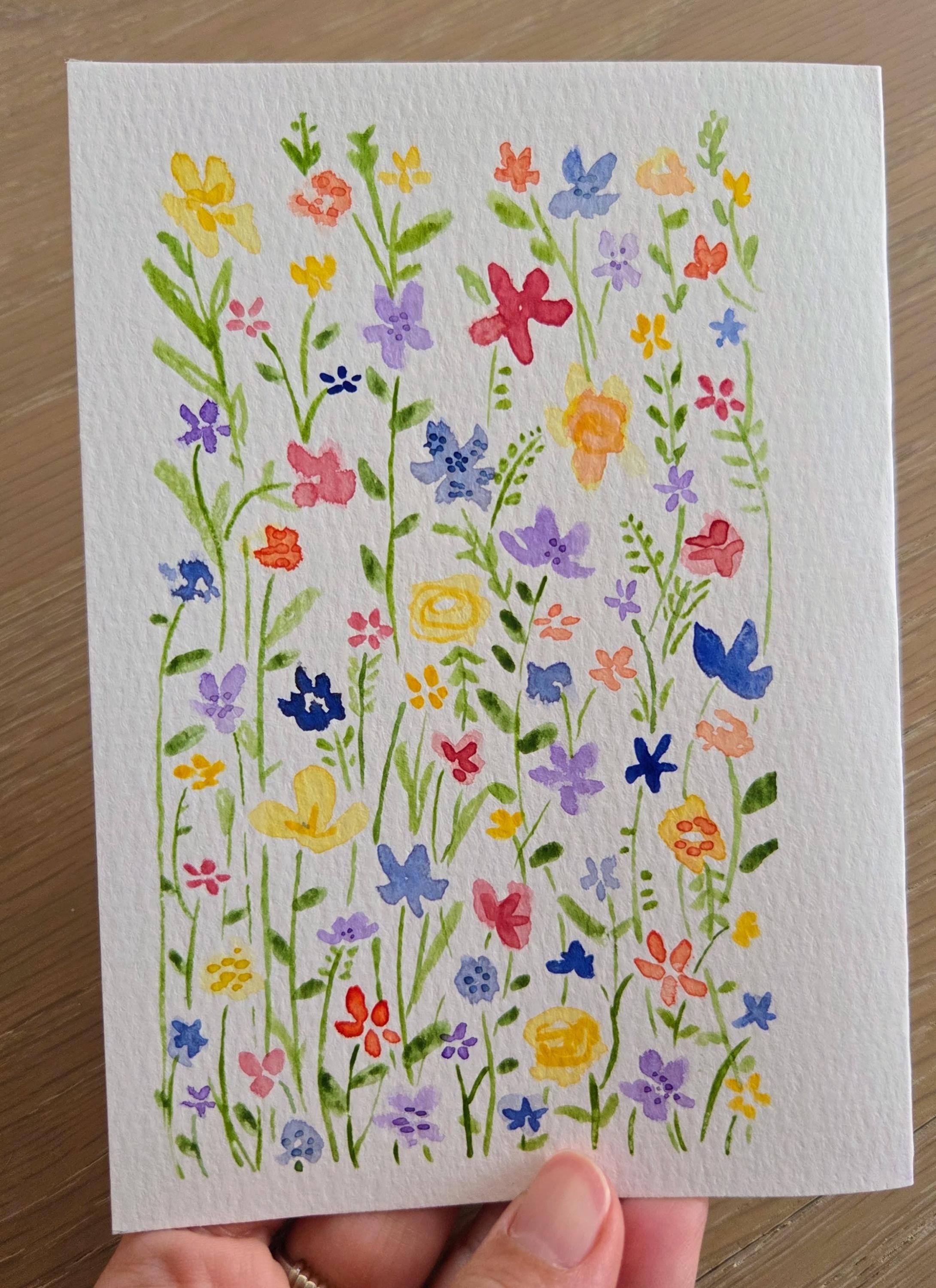 Customizable Hand-painted Watercolor Floral Greeting Card - Etsy