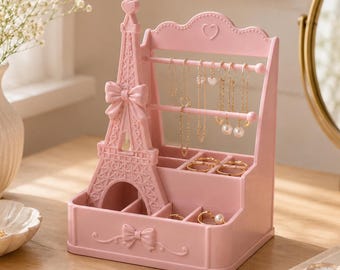 Organizzatore per gioielli a forma di Torre Eiffel / Contenitore per trucchi ispirato a Parigi (file STL, download digitale)