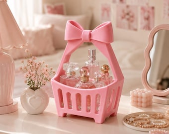 Pastel Pink Perfume & Makeup Organizer STL Digital Download | Coquette Vanity Storage Decor | 3D Print File for FDM Resin