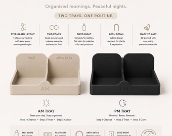 Set Routine Tray STL / Organizer per la cura della pelle AM PM (Download digitale)
