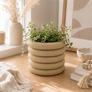 RippleNest Planter STL / Vaso moderno per piante grasse e decorazioni per la casa / Porta piante estetico File di stampa 3D
