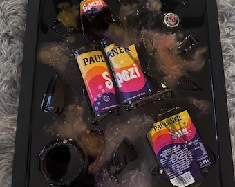 Luxery Bar Wandkunst Resin Art Broken Bottle Glas Bild Paulaner Spezi Männergeschenk