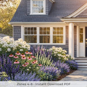 Lavender & White Garden Plan PDF, Full Sun Perennial Border Layout ...