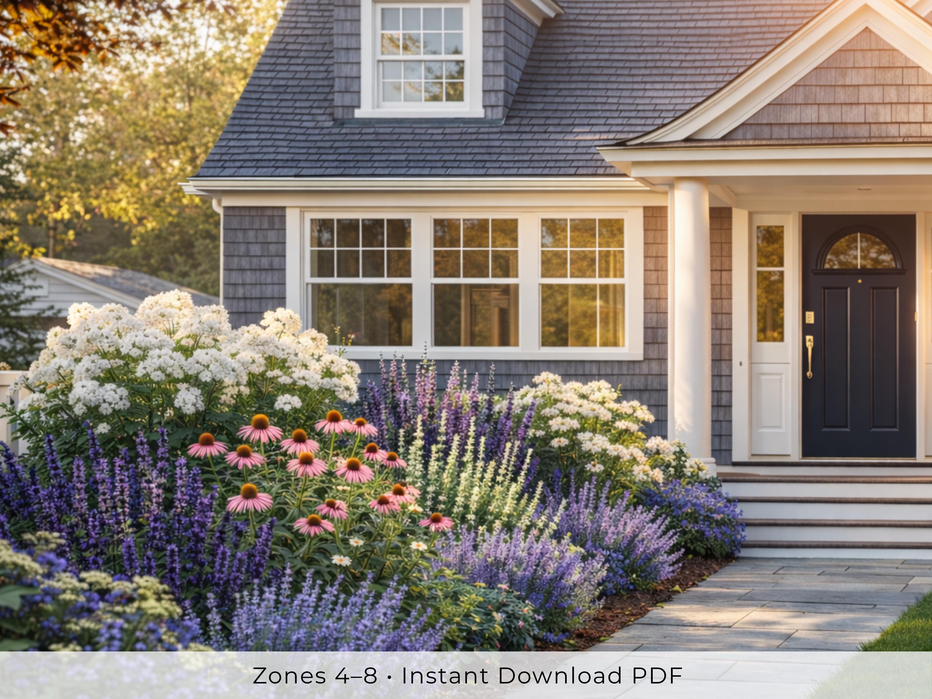 Lavender & White Garden Plan PDF, Full Sun Perennial Border Layout ...