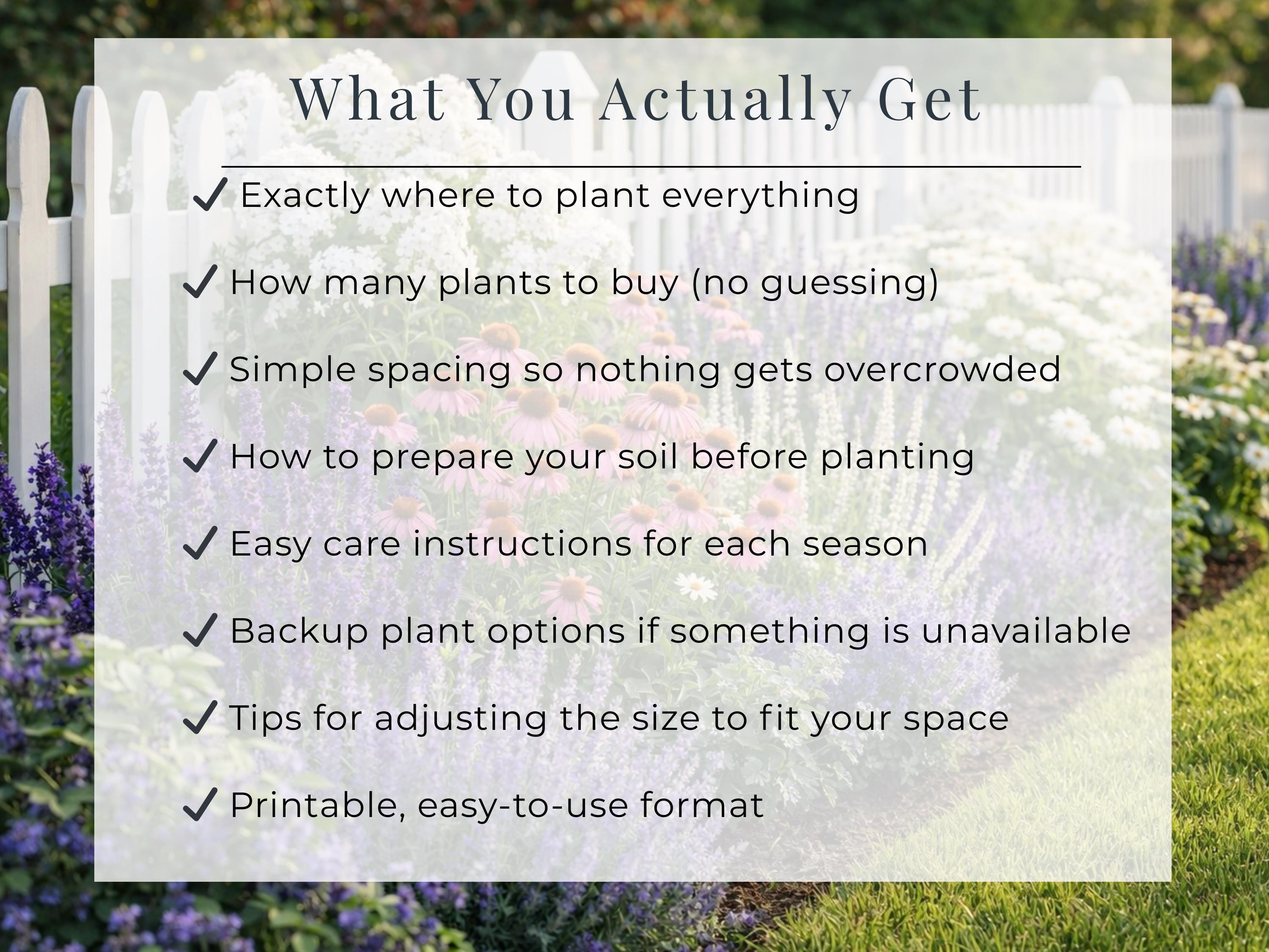 Lavender & White Garden Plan PDF, Full Sun Perennial Border Layout ...