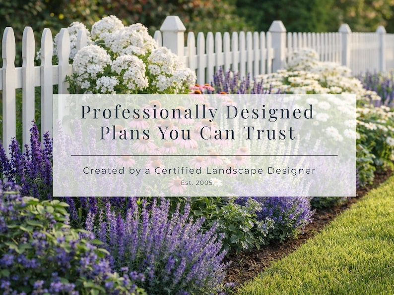 Lavender & White Garden Plan PDF, Full Sun Perennial Border Layout ...