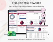 Project Task Tracker for Work Organization | Project Planner | Excel & Google Sheets