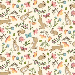 Bunnies & Butterflies Garden Bunny Blossoms Collection From Timeless Treasures - Etsy