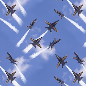Airplanes on Blue, Blue Angels 3 by Davids Textiles