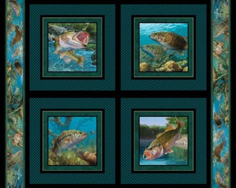 Stillwater Fish Scene Digital 35in x 44in Pillow Panel, by Mark Susinno for Springs Creative