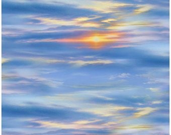 Blue Sunrise Landscape Medley Fabric, Sunrise Blue 554 Blue from Elizabeth's Studio