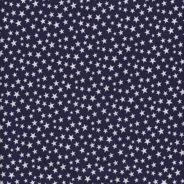 Tossed Stars Navy and White Stars, Made IN THE USA for Foust Textiles