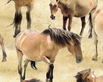 Horses On Tan, Greener Pastures by Jennifer Pugh for Wilmington Prints