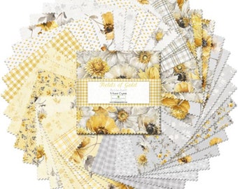 Fields of Gold 5in Charm Squares, 5 Karat Crystals by Lisa Audit for Wilmington Prints