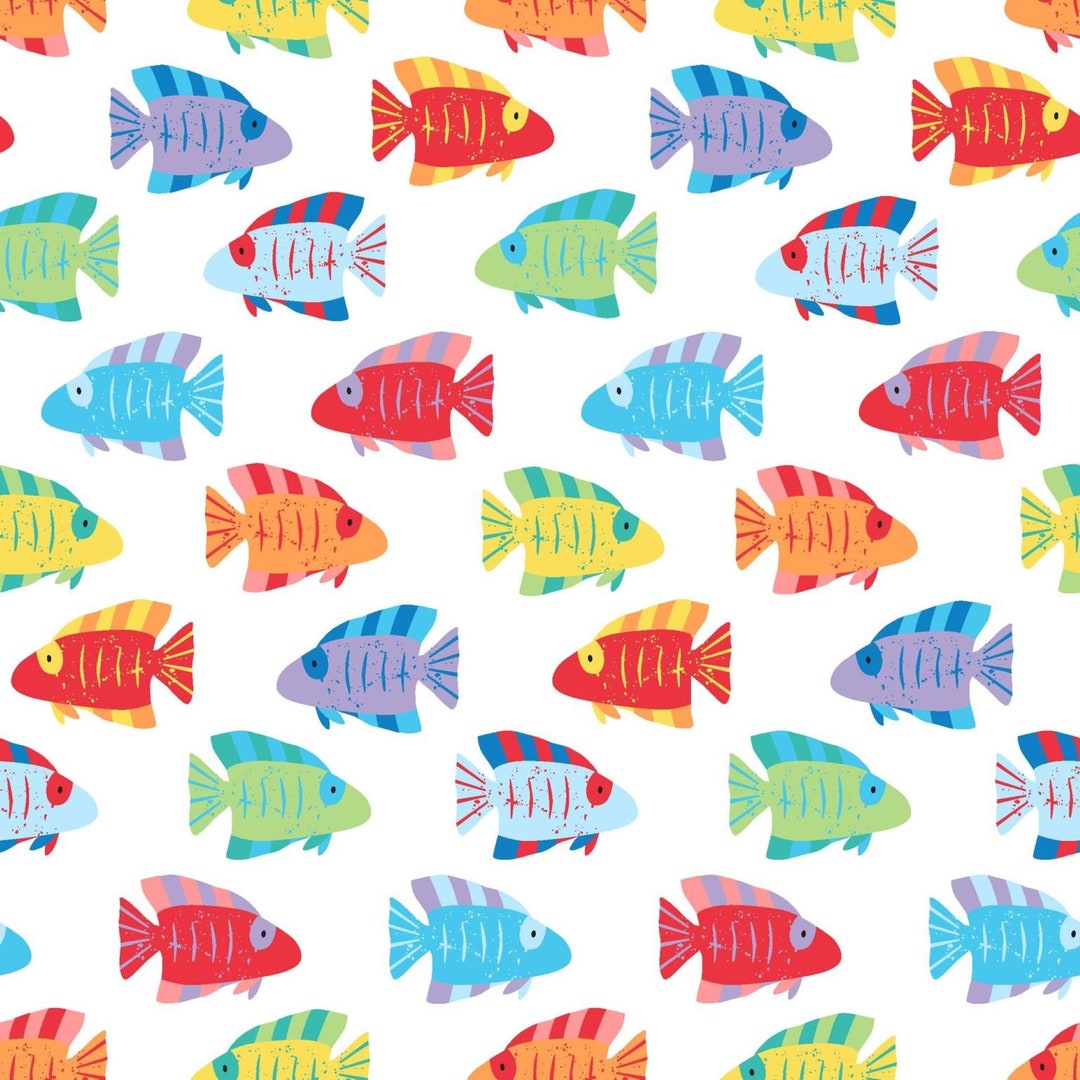 Multi Colored Fish, Seas the Day Multi Fish Fabric by Diane Eichler for ...