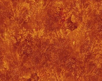 Rust Texture, Autumn is in the Air, Floral Texture w/Gold Metallic From Hoffman Fabrics