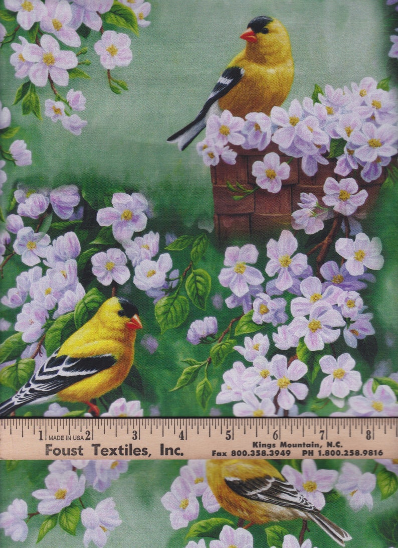 Goldfinch Blossoms Allover David Textiles Foust Exclusive Prints image 2