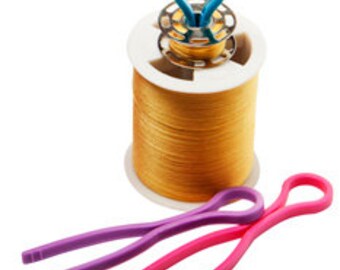 Bobbin Buddies, Bobbin Clips, Bobbin and Thread Matches, Sewing Notions, Pink, Blue and Purple, set of 2