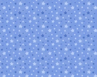 Stars on Blue, Snow What Fun Collection by Makiko for Wilmington Prints By The Yard Fabric