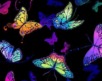 Multi Colored, Whirlwind Butterflies Bugs by Timeless Treasures Digitally Printed