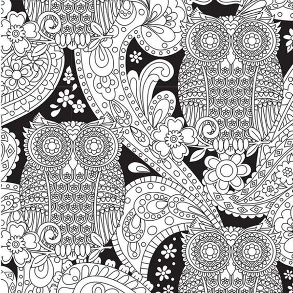Black Color Me What a Hoot by Hayley Crouse for Michael Miller