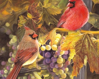 Harvest Time Cardinal Panel David Textiles - Foust Exclusive Prints