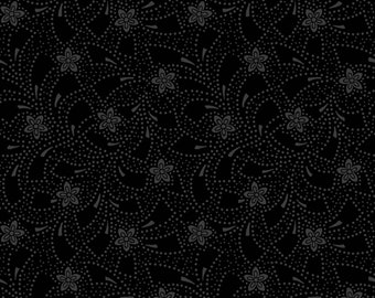 Black Flower Toss From RJR Fabrics Black Tie Fabric Sold by the Yard