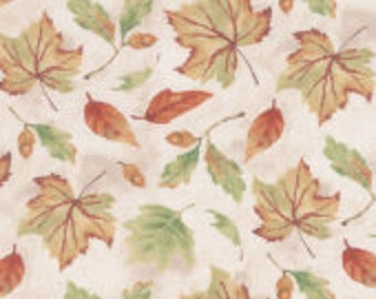 Tossed Leaves on Tan, Deer Meadow Leaves Tan Yardage Cynthia Coulter for Wilmington Prints