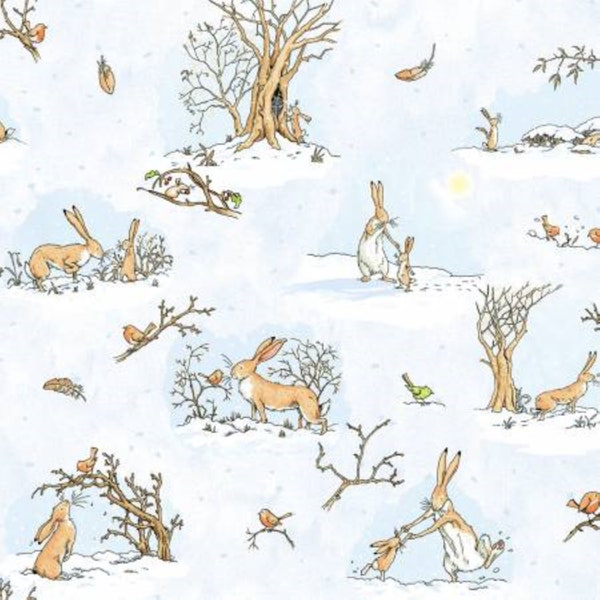 Frockling Bunnies Guess How Much I Love You Denim Scenic by Anita Jeram for Clothworks